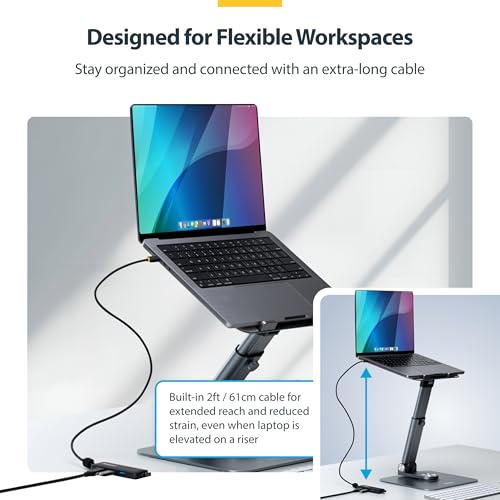 StarTech 4-Port USB-C Hub 5Gbps with 4X USB-A, 2ft Cable (H5C4A-USB-HUB-2) | SuperSpeed USB Powered portable hub, Plug-and-play, Overcurrent Protection, 2ft 61cm cable, MacBook Dell Chromebook PC - size: 2 ft, style: USB-C
