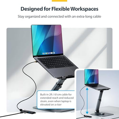StarTech 4-Port USB-C Hub 5Gbps with 4X USB-A, 2ft Cable (H5C4A-USB-HUB-2) | SuperSpeed USB Powered portable hub, Plug-and-play, Overcurrent Protection, 2ft 61cm cable, MacBook Dell Chromebook PC - size: 2 ft, style: USB-C