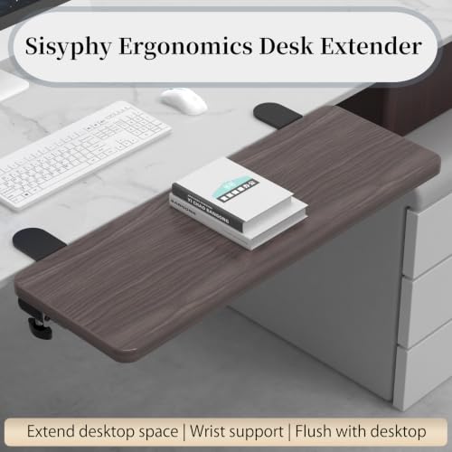 Sisyphy Ergonomics Desk Extender Tray, 29.5x9.5" Punch-Free Clamp on, Foldable Keyboard Drawer Tray, Table Mount Arm Wrist Rest Shelf, Computer Elbow Arm Support - color: Maple, size: 29.5*9.5"(75*24cm)