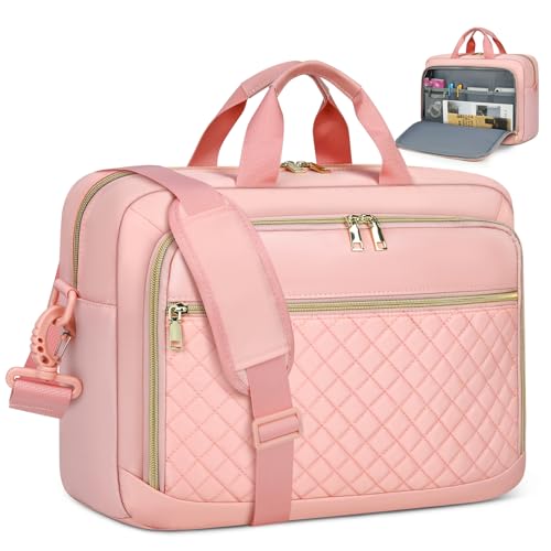 NEWHEY Laptop Bag 17.3 Inch Laptop Briefcase for Women Men Waterproof Shoulder Messenger Bag Large Computer Bag for Business Office Work College, Pink - color: Pink, size: 17 inch