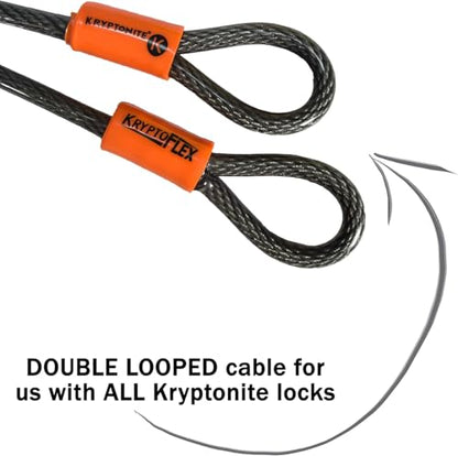 Kryptonite KryptoFlex 525 Double Loop 2.5 FT Braided Steel Security Cable | 5mm Thick Anti-Theft Flex Bike Lock Cable with Protective Vinyl Coating, Compatible with U-Locks, Disc Locks and Padlocks
