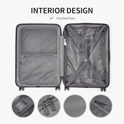 LEVEL8 Grace Luggage Sets Hardshell Suitcase with Wheels, Sturdy Large Suitcase Tsa Lock 20 Inch Expandable Carry on 24 Inch 28 Inch Checked Luggage, 3-Piece Set (20/24/28), Champagne - color: Champagne, size: 3-Piece Set (20/24/28)