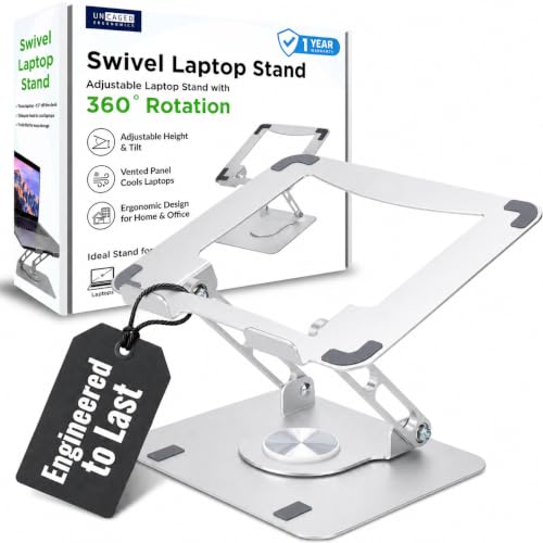 Uncaged Ergonomics Swivel Laptop Stand for Desk, Adjustable Computer iPad Stand for Desk w/ 360 Rotation, Portable Laptop Holder for Home Office Ergonomic Supplies (Graphite Gray) - color: Graphite Gray