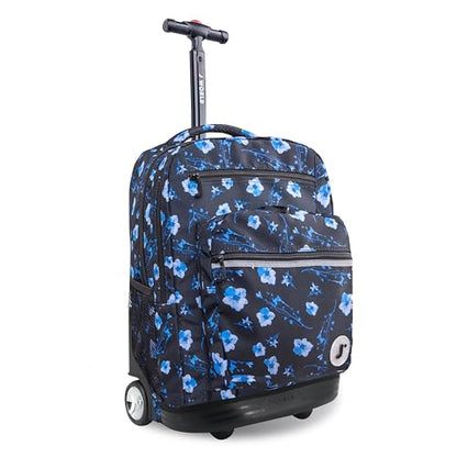 J World New York Sundance Rolling Backpack Girl Boy Roller Bookbag, Night Bloom, 20 X 13 X 9 (H X W X D), RBS-19 NIGHT BLOOM - color: Night Bloom