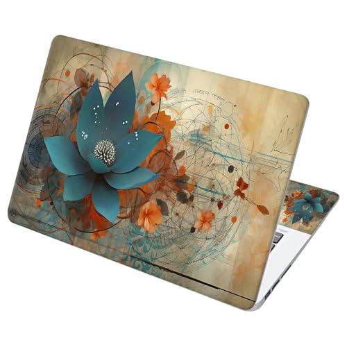 Universal Laptop Skin Sticker with 2 Wrist Pad Decals, 3-Piece Removable Vinyl Laptop Cover, Art Lotus Flower Waterproof Anti-Scratch, Easy-Trim Fit for 13.3" 14" 15.6" Laptops - color: Art Lotus Flower