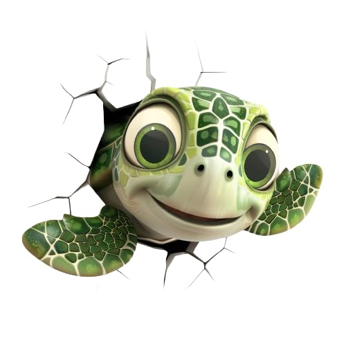 MAKTEM Peeking Baby Sea Turtle for Car Sticker Decals, Cute 3D Cartoon Beach Ocean Animal, Funny Unique 3D Peeking Car Decals for Auto Bumper, Window, Auto Panel, 5x3in, 1PC(Turtle)