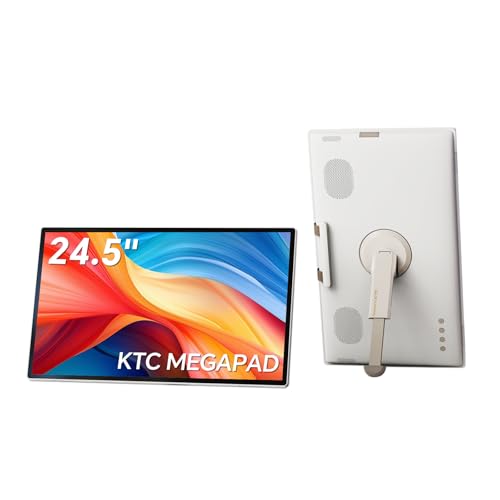 KTC 25 Inch MEGAPAD Portable TV Touchscreen Monitor 1080p, Android 14 Google EDLA Certification with Camera,Built-in Battery for Outdoor,Camping,Travel, Remote Control, A25Q5 - color: White, size: 25" FHD MegPad