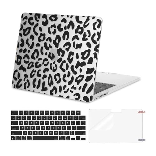 MOSISO Compatible with MacBook Air 13 inch Case M5 2026 M4 2025 M3 M2 2024-2022 A3449 A3240 A3113 A2681, 3 in 1 Leopard Grain Hard Case&Keyboard Cover&ScreenFilm for MacBook Air 13.6 Case, Transparent - color: Transparent
