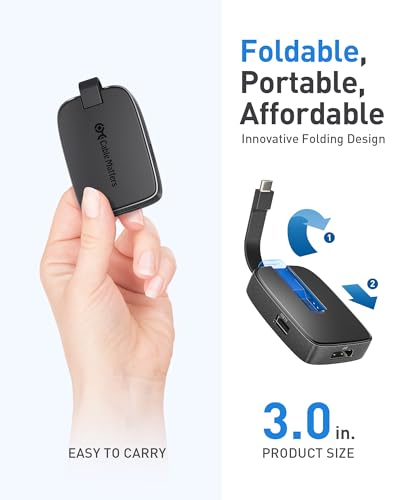 Cable Matters 4K@240Hz USB C to DisplayPort Hub, 100W Charging | DisplayPort 1.4, Foldable, 8K@60Hz HDR, Thunderbolt 4 Compatible, for MacBook/XPS/iPad/iPhone 17/16