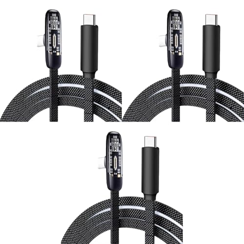 1/2 / 3pcs Type C to Type C Chargers Cable Supports 100W Fast Charging Braided Cord Right Angles Design 100/150 / 200cm Power Cord - color: 1.5m, size: 3 pack