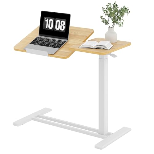 SANODESK 32''Overbed Table Gas Spring Lifting with Wheels&Tilting Desktop | Rolling Mobile Laptop Desk End Table,Portable Computer Workstation for Home Office,Sofa,Bedside,31.5" W x 17.7" D,Maple - color: Maple, size: 32 inch