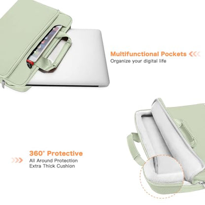 MOSISO 360 Protective Laptop Bag 15.6 inch, 15-16 inch Computer Bag Compatible with MacBook Air 15 inch/Pro 16 inch, HP,Dell,Lenovo,Asus,Notebook, Laptop Carrying Case with Strap&Handle, Sage Green - color: Sage Green, size: 16 inch