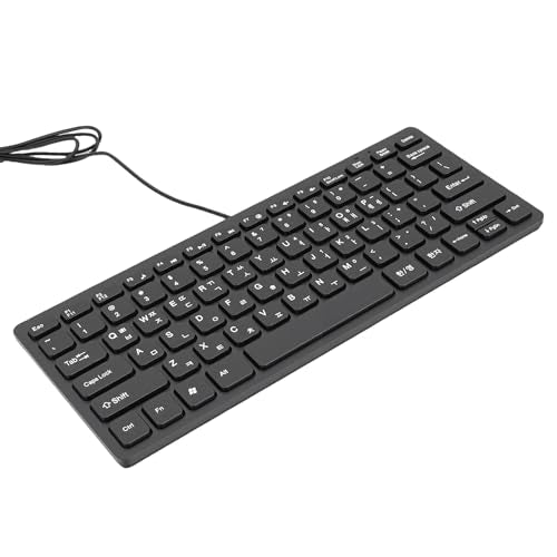 Wired Korean Keyboard 78 Keys | Ultra Thin USB Plug and Play Design, Spill Resistants & Ergonomic for PC Laptop, Portable Compact Layout for Home and Office