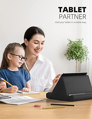 Lamicall Tablet Pillow Holder Stand - Tablet Pillow Soft Pad for Lap | Tablet Holder for Bed and Desk with Pocket & 4 Viewing Angles, for iPad Pro Air, Mini, Kindle, iPhone, 4-13" Devices, Black - color: Black