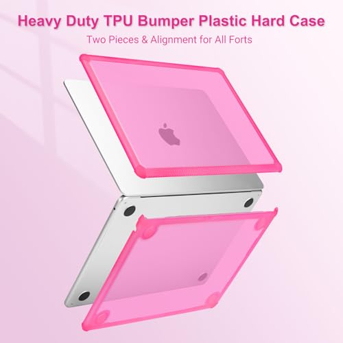 MOSISO Compatible with MacBook Air 13 inch Case M5 2026 M4 M3 M2 2025-2022 | A3449 A3240 A3113 A2681, 3 in 1 Kit Crack-Resistant Heavy Duty Protective Hard Shell Case Cover with TPU Bumper, Bright Rose - color: Bright Rose