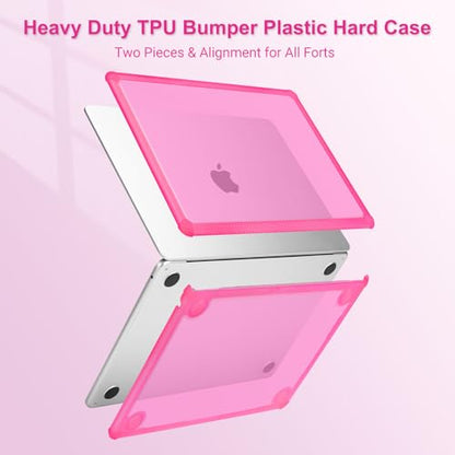 MOSISO Compatible with MacBook Air 13 inch Case M5 2026 M4 M3 M2 2025-2022 | A3449 A3240 A3113 A2681, 3 in 1 Kit Crack-Resistant Heavy Duty Protective Hard Shell Case Cover with TPU Bumper, Bright Rose - color: Bright Rose