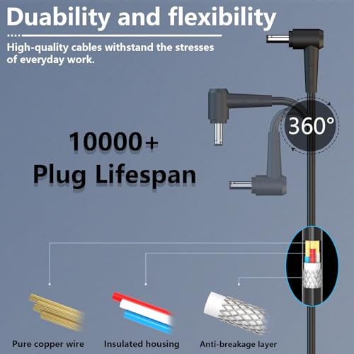 Hafiuege 45W Laptop Charger Fit for ASUS ZenBook, VivoBook, Chromebook | Round Tip Connector, Extended Cable, Supports 45W 33W Notebook Power Adapter and Selected Laptop Models