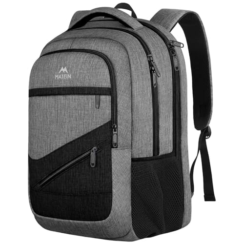 MATEIN Laptop Backpack, Work Backpack for Men, TSA Carry On Travel Bag | 17" Laptop Comparment, Casual College Daypack with Anti Theft Pocket, TSA Friendly Laptop Backpack, Grey Black - color: Grey Black, size: 17 Inch