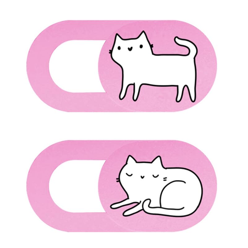 Happyyami Webcam Cover Slide Cat Design Ultra-Thin Laptop Cover for Computers Tablets Privacy 2-Pack Fits Most Webcams Does Not Indicator Lights