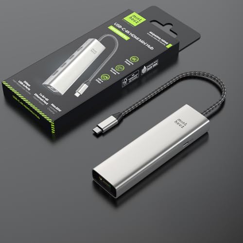 Minthouz 6-in-1 USB C Hub, 4K@60Hz HDMI, 100W PD Charging, 5Gbps USB-A Ports, 1000Mbps Ethernet, Compatible with MacBook Neo, M1/M2/M3, Surface, HP, Lenovo Laptops