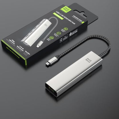 Minthouz 6-in-1 USB C Hub, 4K@60Hz HDMI, 100W PD Charging, 5Gbps USB-A Ports, 1000Mbps Ethernet, Compatible with MacBook Neo, M1/M2/M3, Surface, HP, Lenovo Laptops