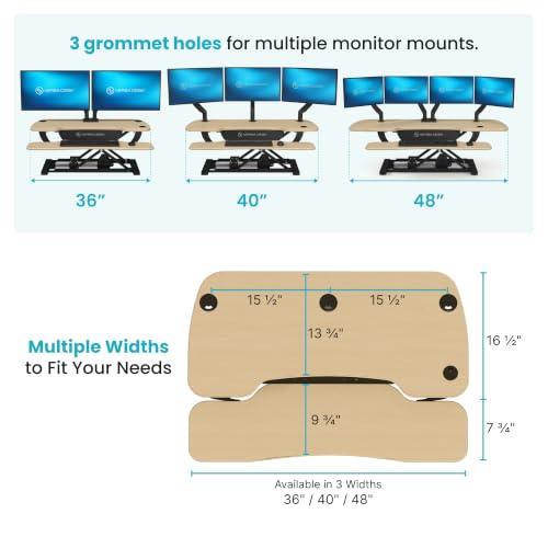 VERSADESK PowerPro 36 Inch Electric Standing Desk Converter – Push-Button Height Adjustable Sit to Stand Desk Riser for Dual Monitors & Laptop – Motorized Desktop Workstation with Wide Keyboard Tray - color: Maple, size: 36" Wide