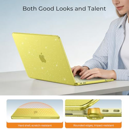 EooCoo for MacBook Neo Case 13 inch 2026, 100% Match Color, Sparkly Citrus | Lightweight, Protective Hard Shell Case & Keyboard Cover & Screen Film, Model A3404 with A18 Pro Chip - color: Sparkly Citrus