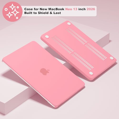 CISSOOK for MacBook Neo Case 13 inch 2026 Pink A3404 with A18 Pro Chip | 5in1 Set Hard Shell Case, A18 Pro Chip, Keyboard Cover, Screen Protector, Scratch Resistant, Ultra-Thin, for Office & Travel - color: Matte Pink