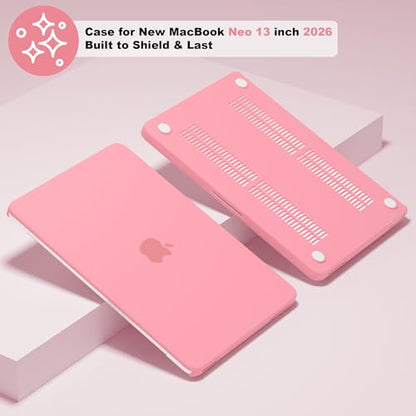 CISSOOK for MacBook Neo Case 13 inch 2026 Pink A3404 with A18 Pro Chip | 5in1 Set Hard Shell Case, A18 Pro Chip, Keyboard Cover, Screen Protector, Scratch Resistant, Ultra-Thin, for Office & Travel - color: Matte Pink