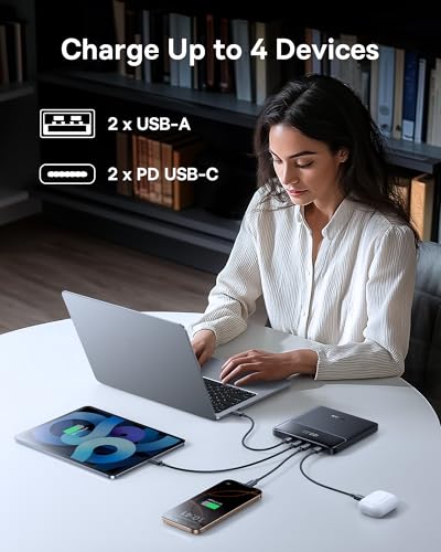 Baseus 100W USB C Charger Block, 3-Port Foldable Compact PPS Wall Charger Bundle with Baseus Laptop Portable Charger 100W 20000mAh, Blade Travel Power Bank Fast Charging 2 USB-C & 2 USB-A Port