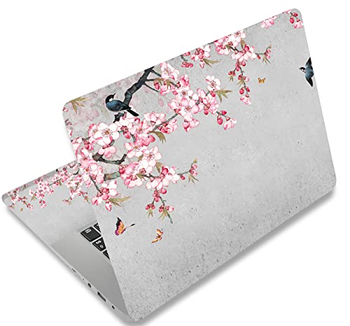 Laptop Skin Sticker Decal 15-15.6 Inches, Universal Reusable Vinyl Sticker for 12.1 13 13.3 14 15.4 Inches Netbook/Notebook PC, Waterproof & Scratch-Resistant (Birds, Pink Flowers) - color: Birds, Pink Flowers
