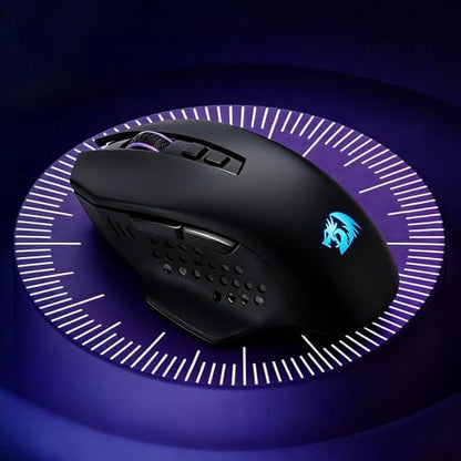 Redragon M656 MAX 3-Mode Wireless RGB Gaming Mouse 10000 DPI Remapping Keys | 0 Delay Cable-Free Dedicated for FPS Gamer, Redefine Keybinding Macro, Hyping Silky Backlight, Ergonomic Body for Any Grip - style: Tri-Mode