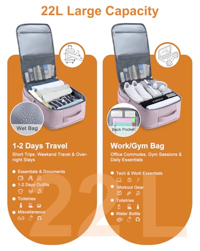 Capolo Travel Laptop Backpack Women Men Personal Item Weekender Travel Bag | 22L Flight Approved,Waterproof Overnight Bag,College Bookbag,Work,1-2 Day Travel,Fits 15.6" Laptop (Small,Purple) - color: Purple, size: Small