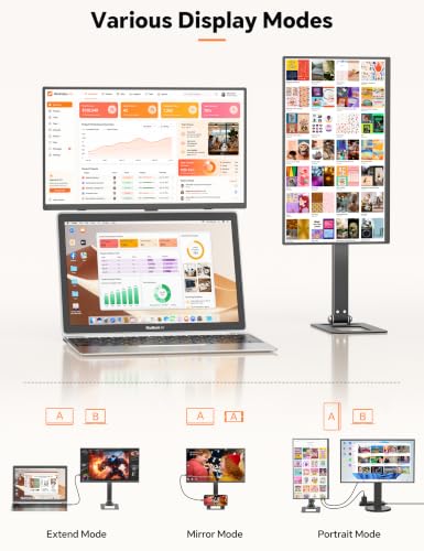 HotYeah Travel Portable Monitor with Stand, w/Magnetic Stand & Speaker | 15.6" 1080P 125% sRGB USB-C HDMI HDR External Display, 2nd Screen for Laptop MacBook Computer Phone Tablet Switch PS5 Xbox - size: 15.6 inch