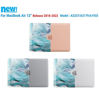 IBENZER Compatible with 2022 2021 2020 MacBook Air 13 inch case M1 A2337 A2179 A1932, Plastic Hard Shell Case for Mac Air 13 Retina Display with Touch ID, Blue Marbel, MAD-T13BLMB - color: Blue Marble