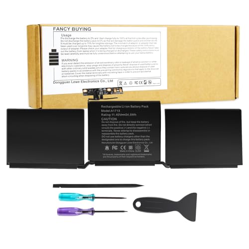 A1708 A1713 Battery for A2171 A2159 A2289 A2338, Compatible with MacBook Pro 13 Inch (Late 2016, Mid 2017, Mid 2019, 2020), EMC 2978 3301 3456 3578 3164 020-00946 MacBookPro13,1 14,1 - 11.4V 54.5Wh - size: 11.34*3.29*0.18inch A1713