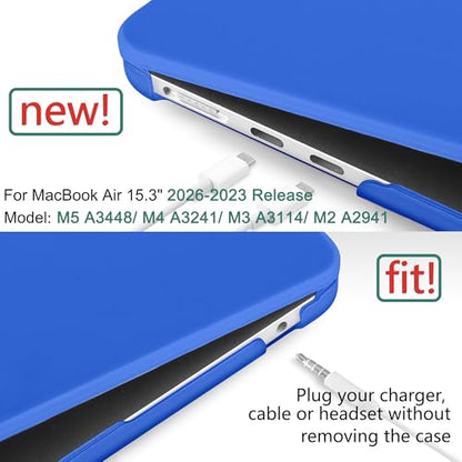 for MacBook Air 15 Inch Case M5 M4 M3 M2 (2026-2023) A3448 A3241 A3114 A2941, Protective Hard Shell Cover Compatible with Touch ID & Liquid Retina Display - Matte Deep Blue - color: Matte Deep Blue