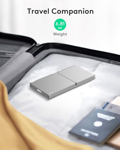 Samsers Foldable Bluetooth Keyboard with Touchpad, Slim Compact, Silver | Multi-touch Trackpad, Full Size, Phone Holder, USB-C Charging, 1 Device, for Android Windows iOS Mac OS, Mobile Productivity - color: Frost Silver, size: 1-Device
