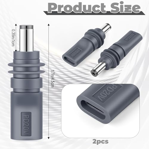 2PCS Type C USB-C Female Input to DC, 20V USB C to DC Power Cable Adapter, 5.5mm X 2.1mm 100W PD Power Cable