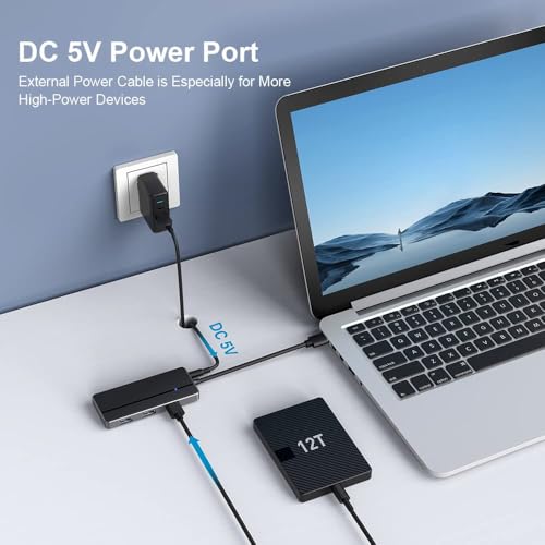 Orlian 5-in-1 USB 3.0 Hub Adapter Hub, with 3 USB 3.0 Ports, SD and microSD Card Reader, USB A to USB C Adapter, for MacBook Pro, iMac, XPS, Surface Pro, S20, S10[Charging NOT Supported]