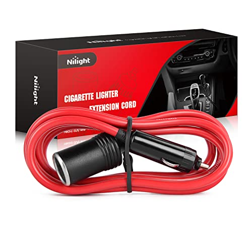 Nilight Cigarette Lighter Extension Cord Cable Heavy Duty 6ft 12V/24V Car Charger with Cigarette Lighter Plug Cigarette Lighter Socket,2 Years Warranty - color: 6ft Cigarette Lighter Red