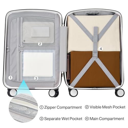 Hanke Hard Shell Luggage Sets 3 Pieces, Carry On and Checked Luggage Sets with Spinner Wheels, Durable PC Hardside Rolling Suitcase for Travel (16/24/28 Inch,Smoke White) - color: Smoke White, size: 3-Piece Set(16/24/28)