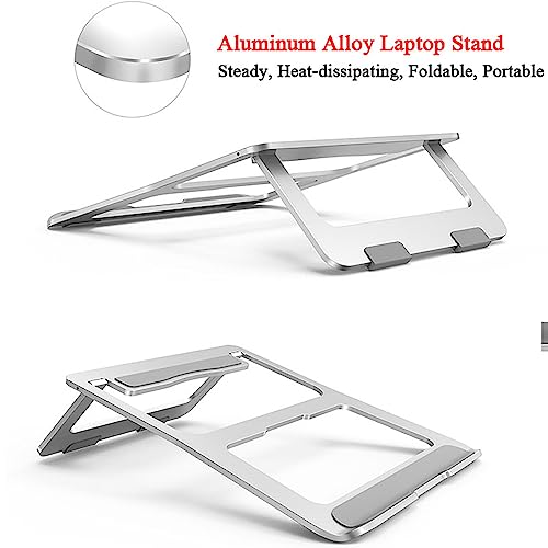 Laptop Stand Travel, Aluminum Portable Foldable Support Stand for 12-17" Laptops and Tablets (Silver)
