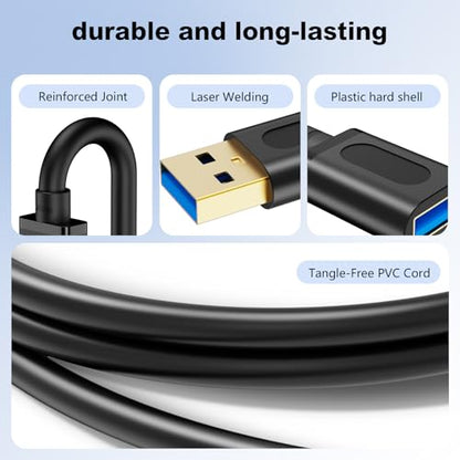 USB Extension Cable 1Ft, USB 3.0 Repeater USB Male to Female Lead with Signal Amplification Active Cord for Printers, Keyboards, Game Console, Loudspeakers, Scanners, Displays, Headsets(0.3M/1Ft) - size: 1 Ft