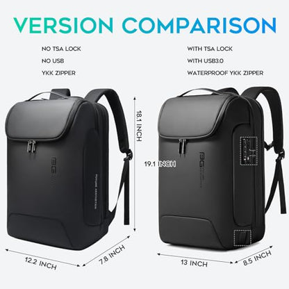 BANGE Anti-Theft Backpack with USB Charging Port 17.3 Inch Business Laptop Backpack - color: Black(no Usb and Lock), size: without lock and usb