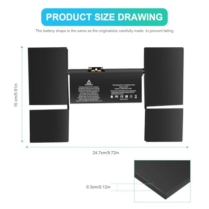 Futurebatt A1527 Battery Replacement for A1705 A1534 Battery Fit for MacBook8,1 9,1 10,1 A1534 MacBook Rtina 12 inch 12 Inch Retina EMC 2746 2991 3099 661-02267 - size: A1527 13.62 8.39 0.71in