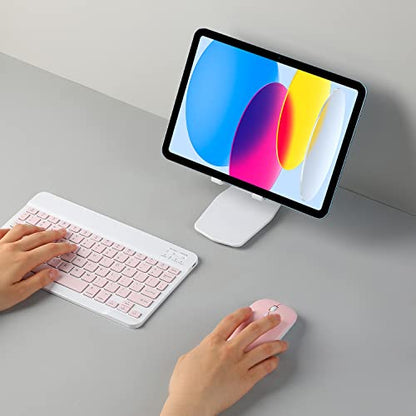 Ultra-Slim Rechargeable Bluetooth Keyboard Portable Wireless Keyboard for iPad A16 11th 10th Generation, iPad Pro iPad Air iPad mini iPhone, Android Samsung Galaxy Tablet Smartphone Cell Phone (Pink) - color: Pink