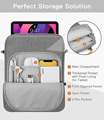 MoKo 9-11 Inch Tablet Sleeve Bag Handle Carrying Case with Shoulder Strap | Fits iPad Pro/Air/A16 11-inch, iPad 10th 10.9, iPad 9/8/7th 10.2, iPadAir 5/4th 10.9 and Tab S8/S9 11-inch, Dark Gray - color: Dark Gray, size: 9-11 inch