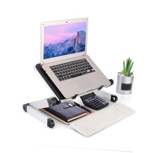 jojofuny Standing Desk Accessory Ergonomic Laptop Holder Adjustable Laptop Table Stand Ventilated Tablet Mount Sandblasted Construction Multi-Angle Viewing