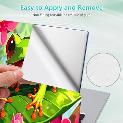 Laptop Skin Sticker Decal 12"-15.6" Universal Laptop/Notebook/Netbook Vinyl - Waterproof Scratch Resistant,Fits HP Dell Lenovo MacBook,2 Free Wrist Pads,Easy Apply & Remove,Cute Frog Flower - color: Cute Frog Flower